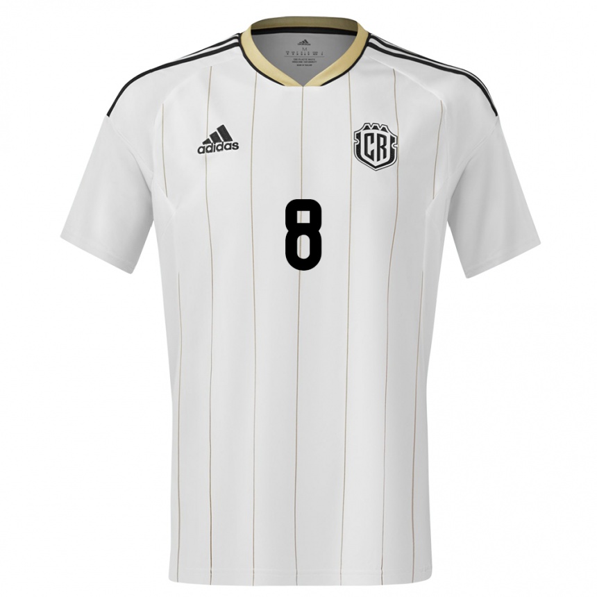 Damen Fußball Costa Rica Creichel Perez #8 Weiß Auswärtstrikot Trikot 24-26 T-Shirt Luxemburg