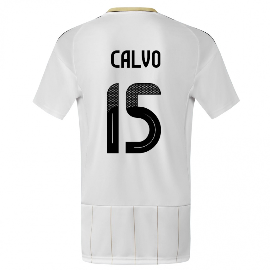 Damen Fußball Costa Rica Francisco Calvo #15 Weiß Auswärtstrikot Trikot 24-26 T-Shirt Luxemburg