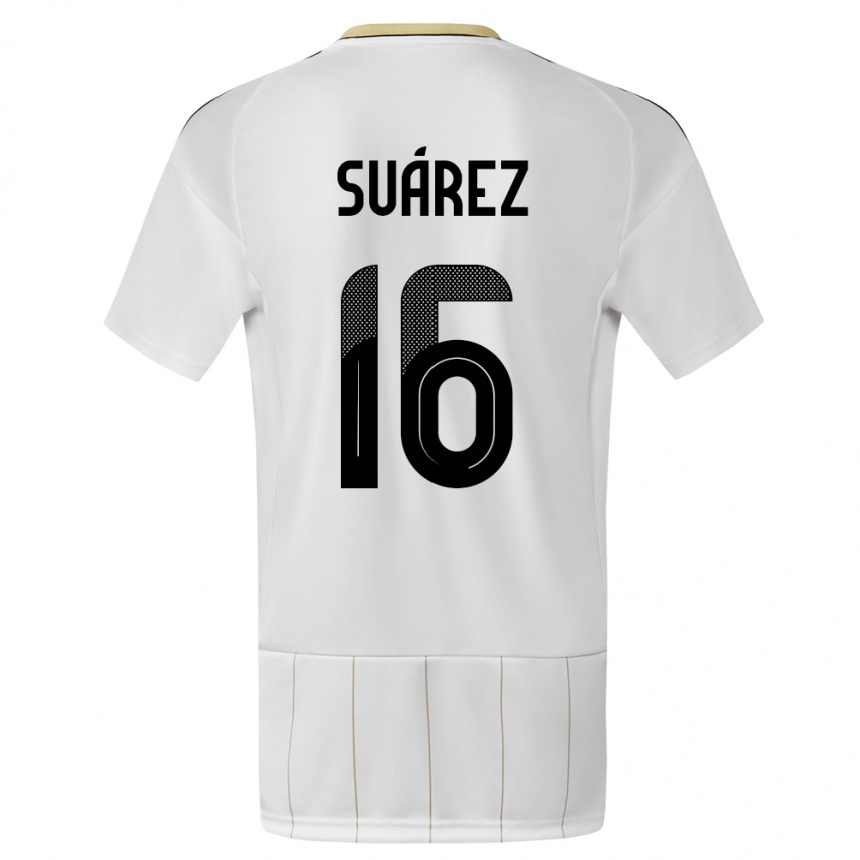 Damen Fußball Costa Rica Aaron Suarez #16 Weiß Auswärtstrikot Trikot 24-26 T-Shirt Luxemburg