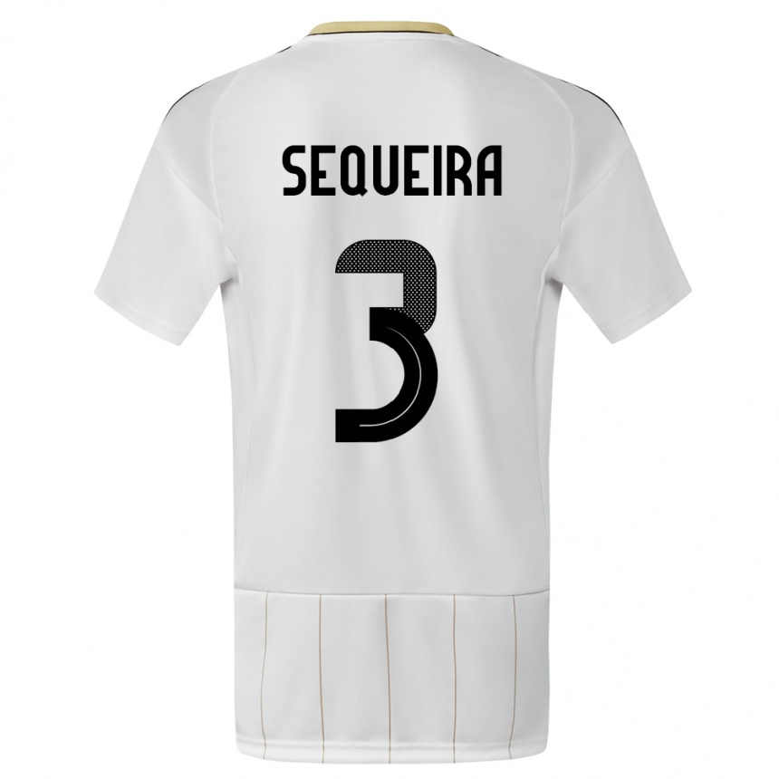 Damen Fußball Costa Rica Douglas Sequeira #3 Weiß Auswärtstrikot Trikot 24-26 T-Shirt Luxemburg