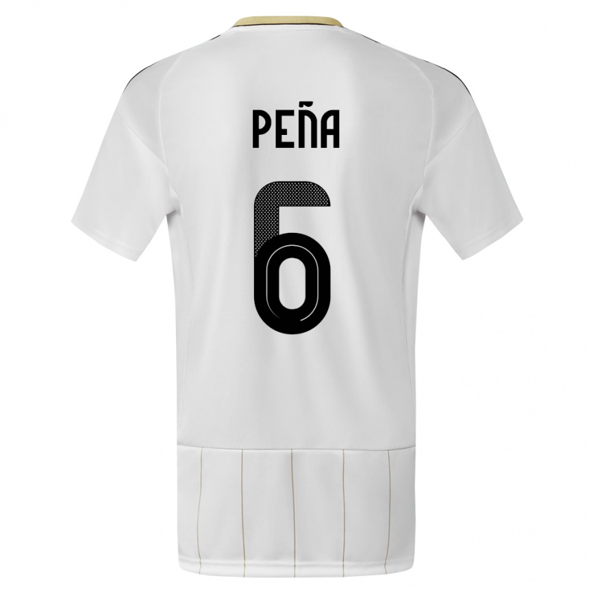 Damen Fußball Costa Rica Ricardo Pena #6 Weiß Auswärtstrikot Trikot 24-26 T-Shirt Luxemburg