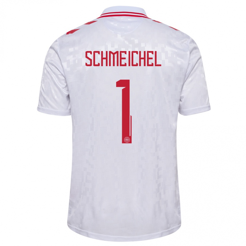 Damen Fußball Dänemark Kasper Schmeichel #1 Weiß Auswärtstrikot Trikot 24-26 T-Shirt Luxemburg