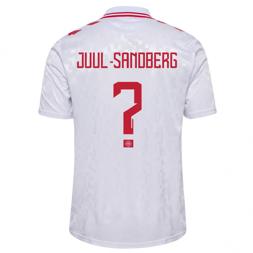 Damen Fußball Dänemark Nikolaj Juul-Sandberg #0 Weiß Auswärtstrikot Trikot 24-26 T-Shirt Luxemburg