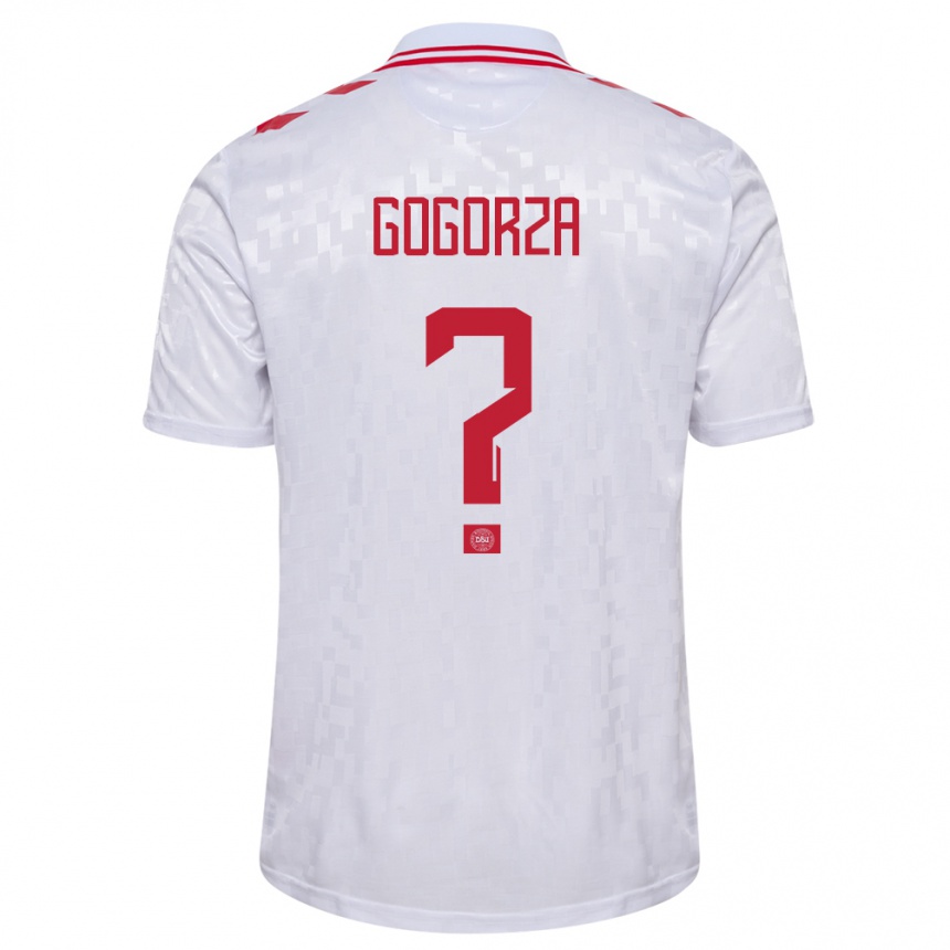 Damen Fußball Dänemark Mikel Gogorza #0 Weiß Auswärtstrikot Trikot 24-26 T-Shirt Luxemburg