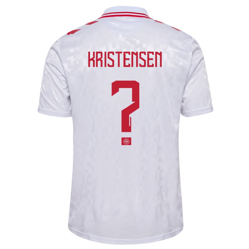 Damen Fußball Dänemark Mikkel Kristensen #0 Weiß Auswärtstrikot Trikot 24-26 T-Shirt Luxemburg