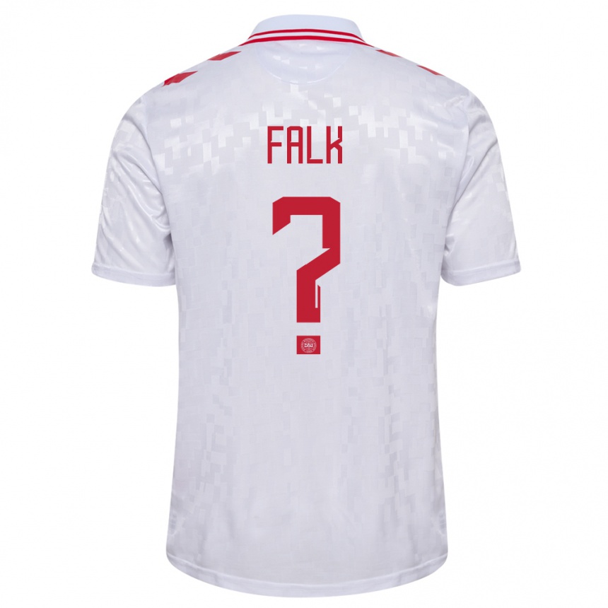 Damen Fußball Dänemark Lukas Falk #0 Weiß Auswärtstrikot Trikot 24-26 T-Shirt Luxemburg