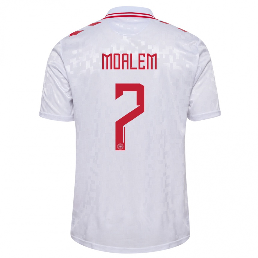 Damen Fußball Dänemark Jonathan Moalem #7 Weiß Auswärtstrikot Trikot 24-26 T-Shirt Luxemburg