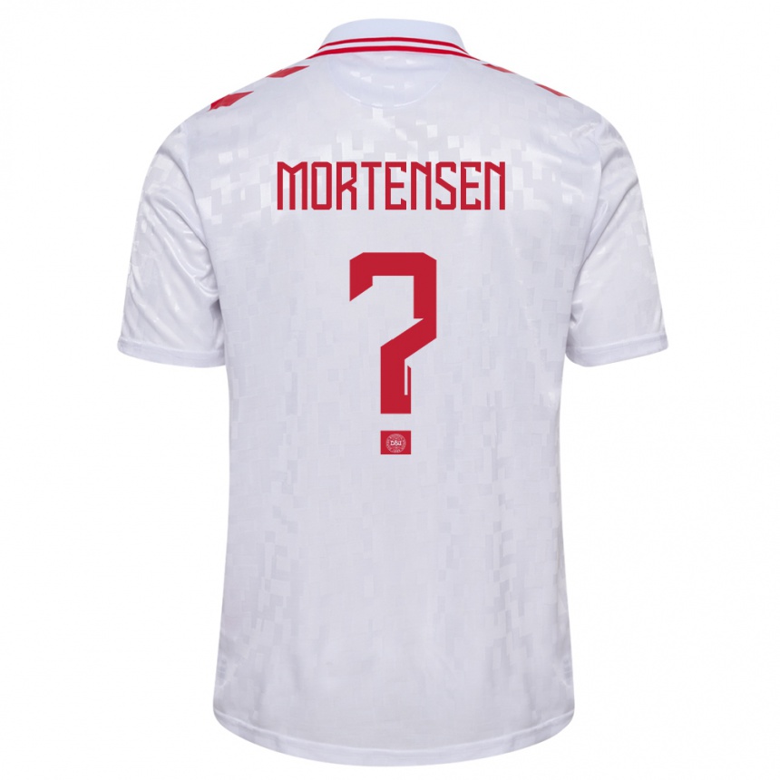 Damen Fußball Dänemark Malthe Mortensen #0 Weiß Auswärtstrikot Trikot 24-26 T-Shirt Luxemburg