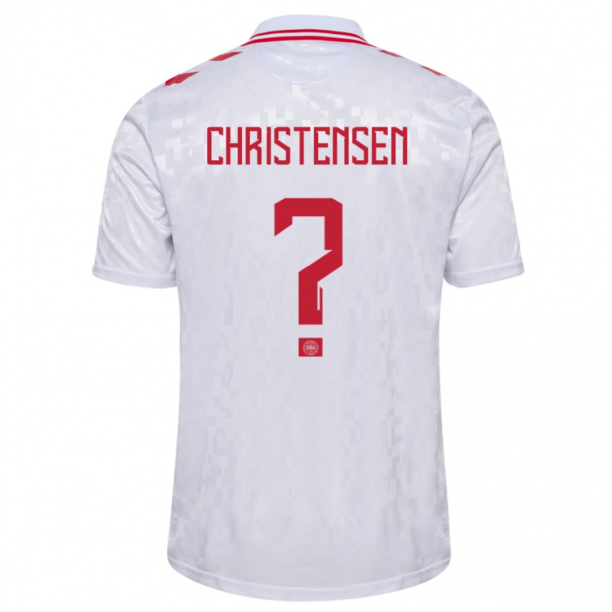 Damen Fußball Dänemark Sebastian Christensen #0 Weiß Auswärtstrikot Trikot 24-26 T-Shirt Luxemburg