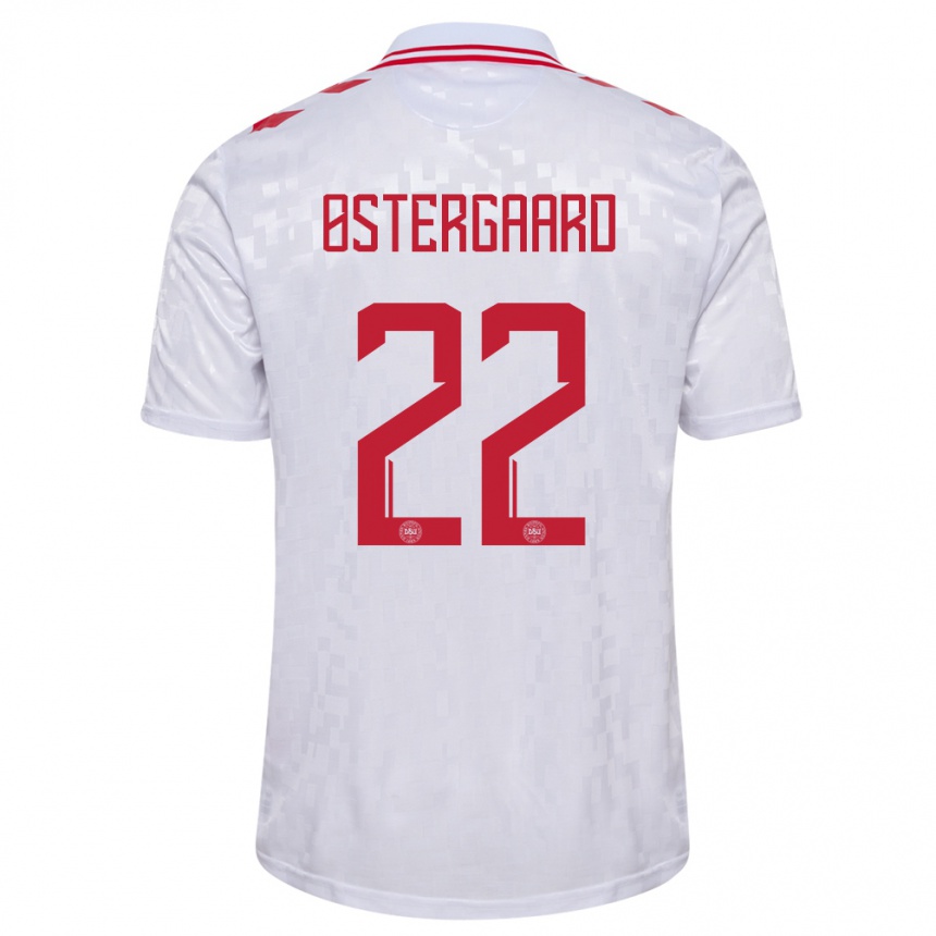 Damen Fußball Dänemark Maja Bay Ostergaard #22 Weiß Auswärtstrikot Trikot 24-26 T-Shirt Luxemburg