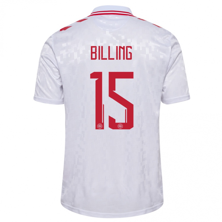 Damen Fußball Dänemark Philip Billing #15 Weiß Auswärtstrikot Trikot 24-26 T-Shirt Luxemburg