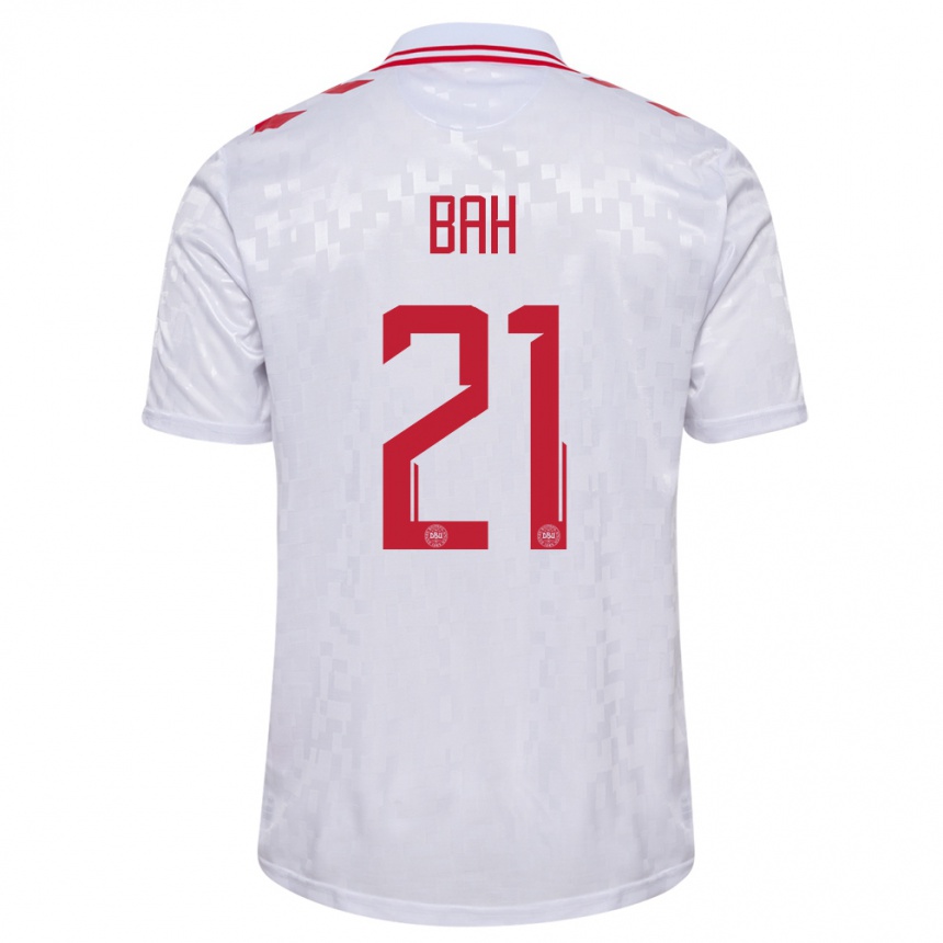 Damen Fußball Dänemark Alexander Bah #21 Weiß Auswärtstrikot Trikot 24-26 T-Shirt Luxemburg