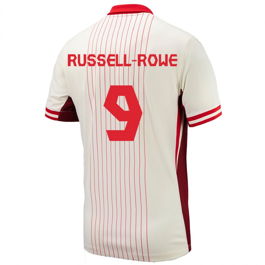 Damen Fußball Kanada Jacen Russell-Rowe #9 Weiß Auswärtstrikot Trikot 24-26 T-Shirt Luxemburg