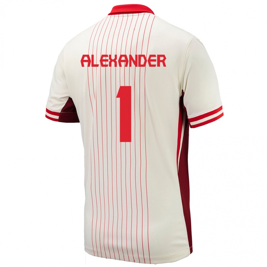 Damen Fußball Kanada Ben Alexander #1 Weiß Auswärtstrikot Trikot 24-26 T-Shirt Luxemburg