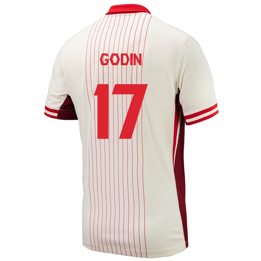 Damen Fußball Kanada Étienne Godin #17 Weiß Auswärtstrikot Trikot 24-26 T-Shirt Luxemburg