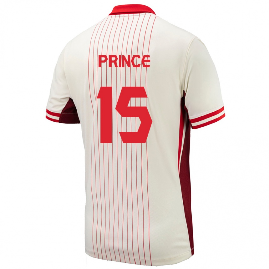 Damen Fußball Kanada Nichelle Prince #15 Weiß Auswärtstrikot Trikot 24-26 T-Shirt Luxemburg