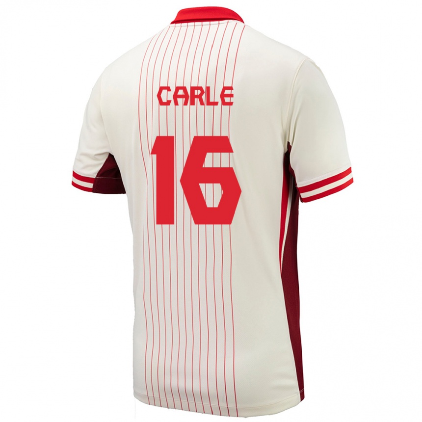 Damen Fußball Kanada Gabrielle Carle #16 Weiß Auswärtstrikot Trikot 24-26 T-Shirt Luxemburg