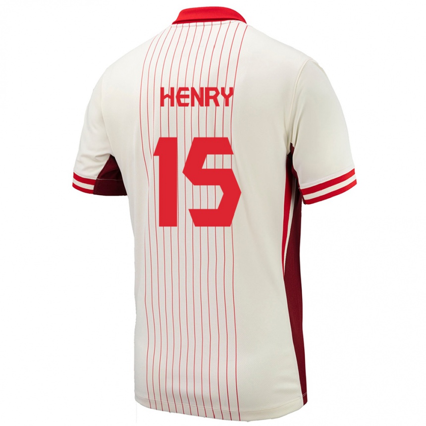 Damen Fußball Kanada Doneil Henry #15 Weiß Auswärtstrikot Trikot 24-26 T-Shirt Luxemburg