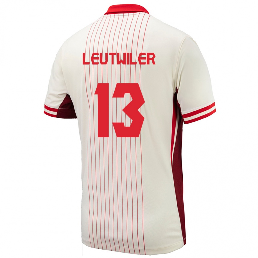 Damen Fußball Kanada Jayson Leutwiler #13 Weiß Auswärtstrikot Trikot 24-26 T-Shirt Luxemburg