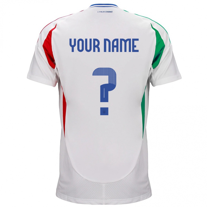 Damen Fußball Italien Ihren Namen #0 Weiß Auswärtstrikot Trikot 24-26 T-Shirt Luxemburg