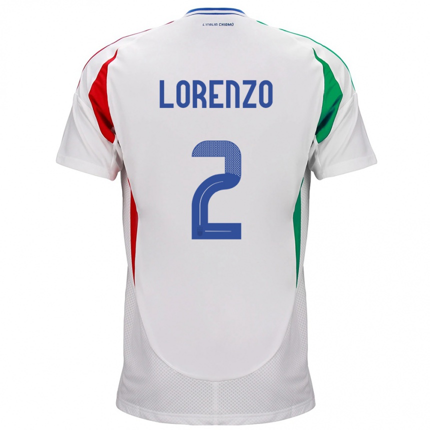 Damen Fußball Italien Giovanni Di Lorenzo #2 Weiß Auswärtstrikot Trikot 24-26 T-Shirt Luxemburg