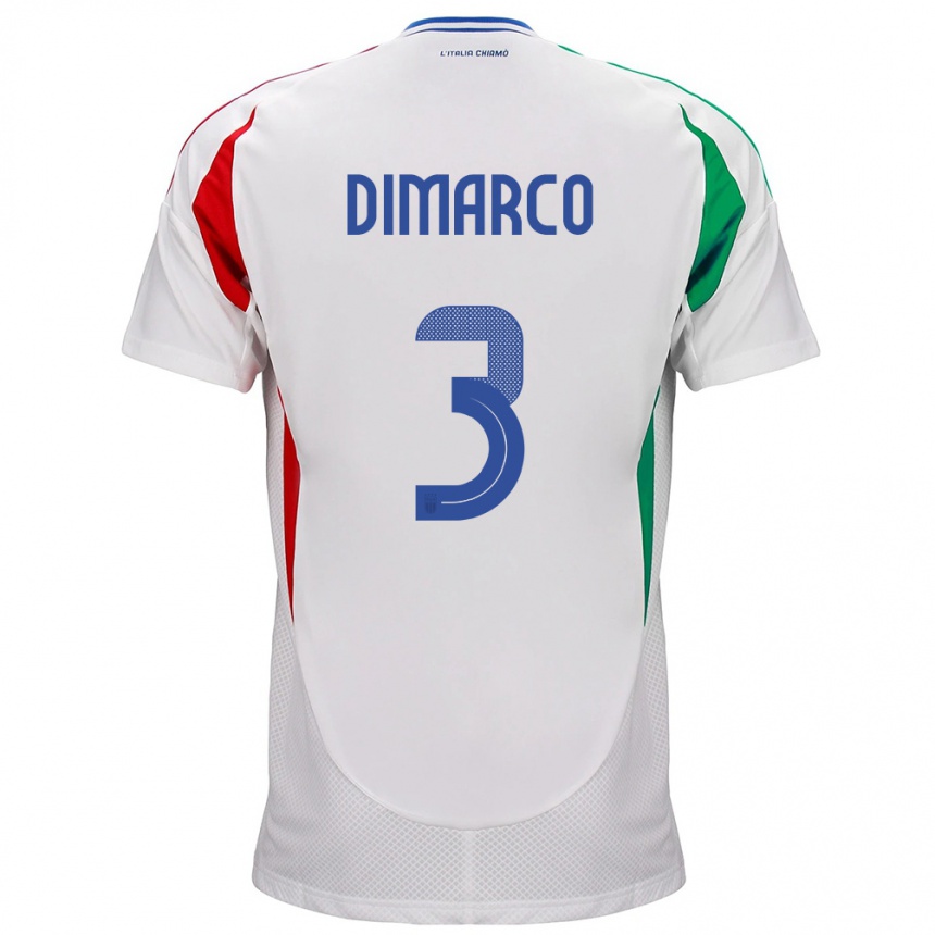 Damen Fußball Italien Federico Dimarco #3 Weiß Auswärtstrikot Trikot 24-26 T-Shirt Luxemburg