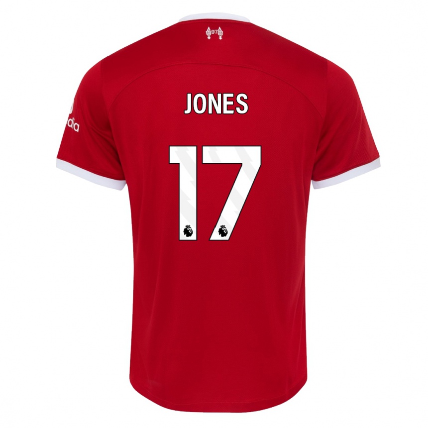 Kinder Fußball Curtis Jones #17 Rot Heimtrikot Trikot 2023/24 T-Shirt Luxemburg