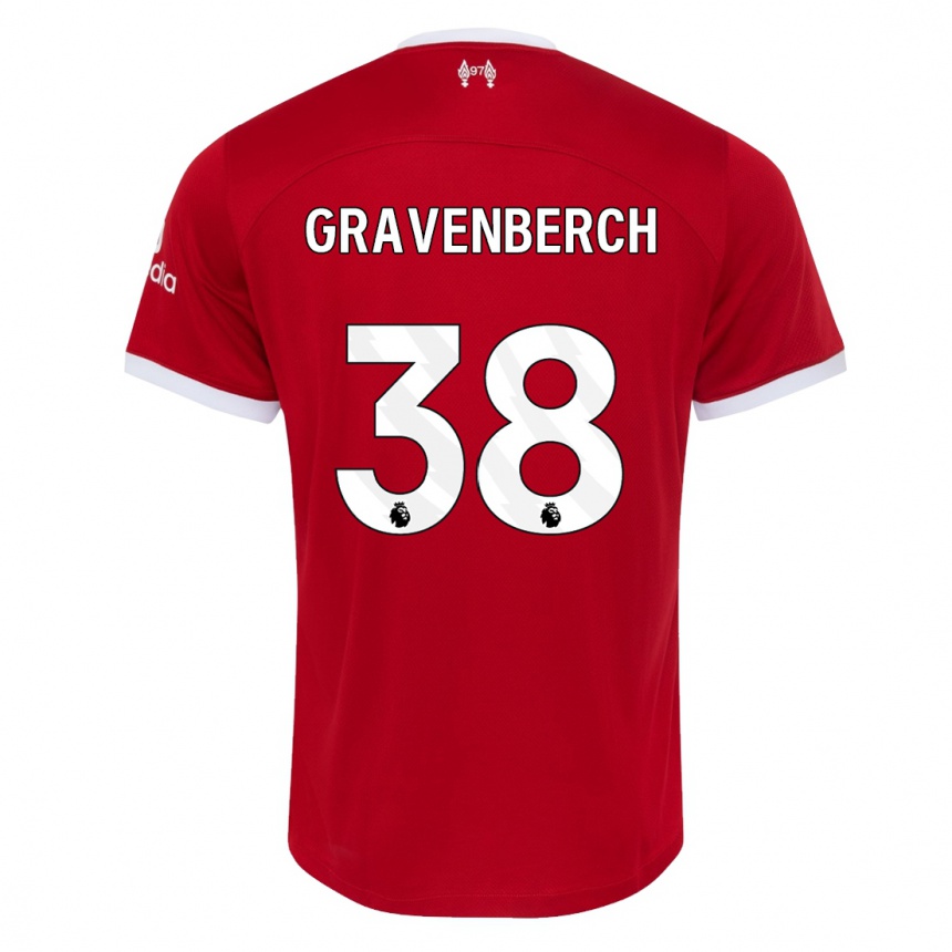 Kinder Fußball Ryan Gravenberch #38 Rot Heimtrikot Trikot 2023/24 T-Shirt Luxemburg