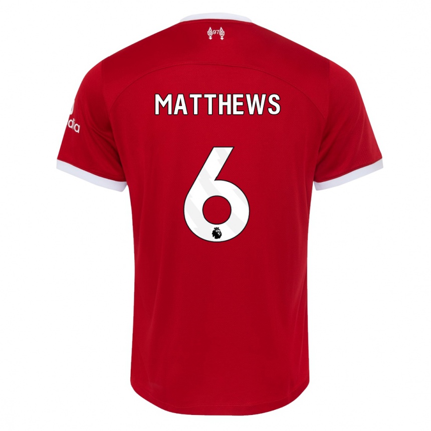 Kinder Fußball Jasmine Matthews #6 Rot Heimtrikot Trikot 2023/24 T-Shirt Luxemburg