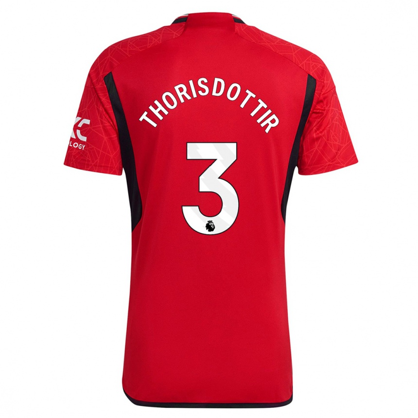 Kinder Fußball Maria Thorisdottir #3 Rot Heimtrikot Trikot 2023/24 T-Shirt Luxemburg