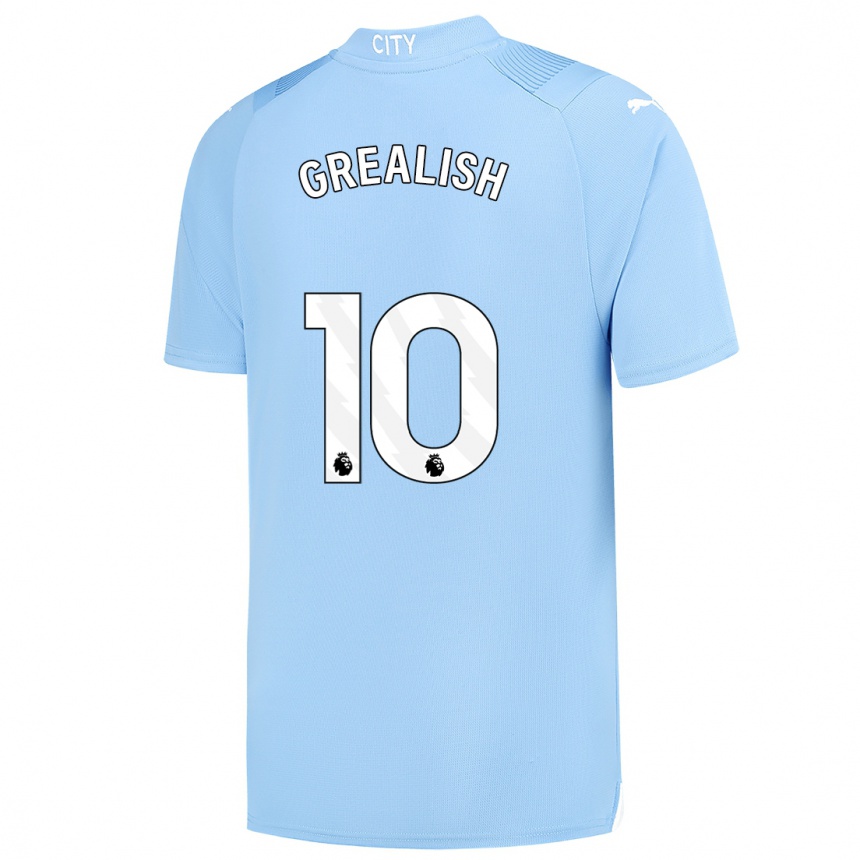 Kinder Fußball Jack Grealish #10 Hellblau Heimtrikot Trikot 2023/24 T-Shirt Luxemburg
