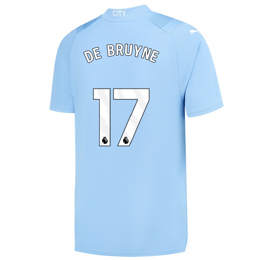Kinder Fußball Kevin De Bruyne #17 Hellblau Heimtrikot Trikot 2023/24 T-Shirt Luxemburg
