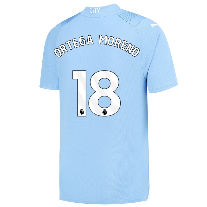 Kinder Fußball Stefan Ortega Moreno #18 Hellblau Heimtrikot Trikot 2023/24 T-Shirt Luxemburg