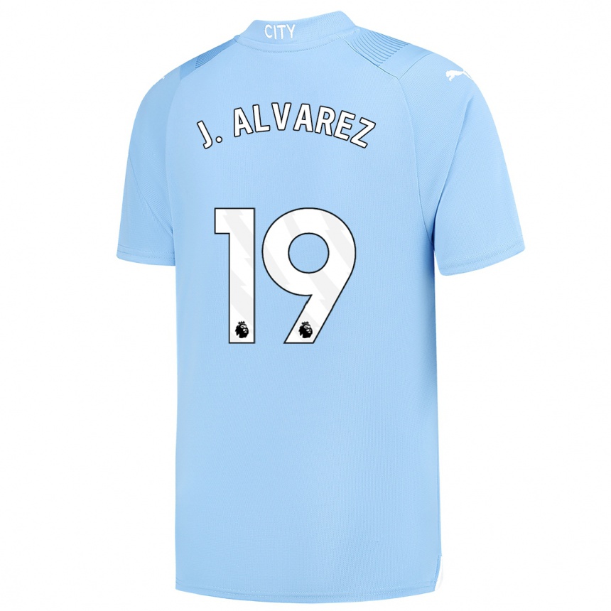 Kinder Fußball Julian Alvarez #19 Hellblau Heimtrikot Trikot 2023/24 T-Shirt Luxemburg