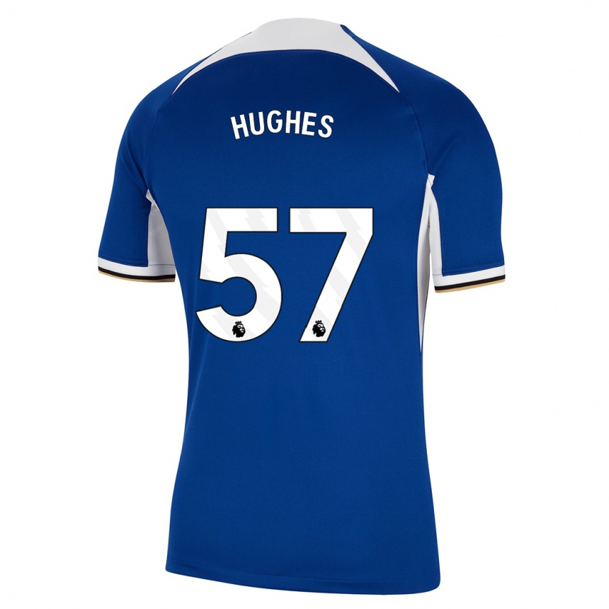 Kinder Fußball Brodi Hughes #57 Blau Heimtrikot Trikot 2023/24 T-Shirt Luxemburg