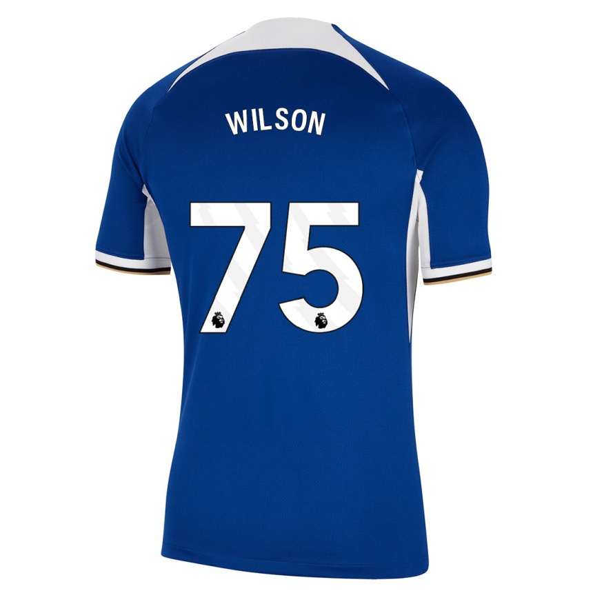 Kinder Fußball Kaiden Wilson #75 Blau Heimtrikot Trikot 2023/24 T-Shirt Luxemburg