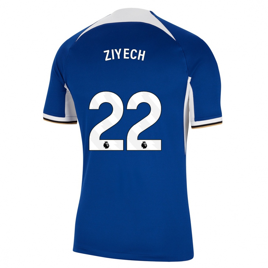 Kinder Fußball Hakim Ziyech #22 Blau Heimtrikot Trikot 2023/24 T-Shirt Luxemburg