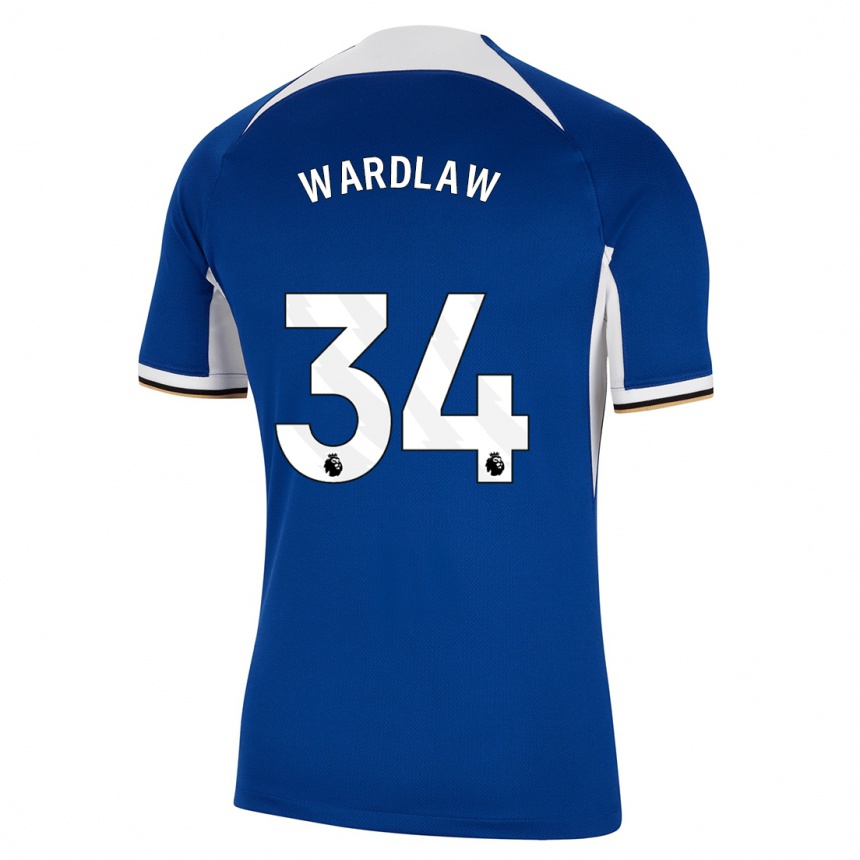 Kinder Fußball Charlotte Wardlaw #34 Blau Heimtrikot Trikot 2023/24 T-Shirt Luxemburg