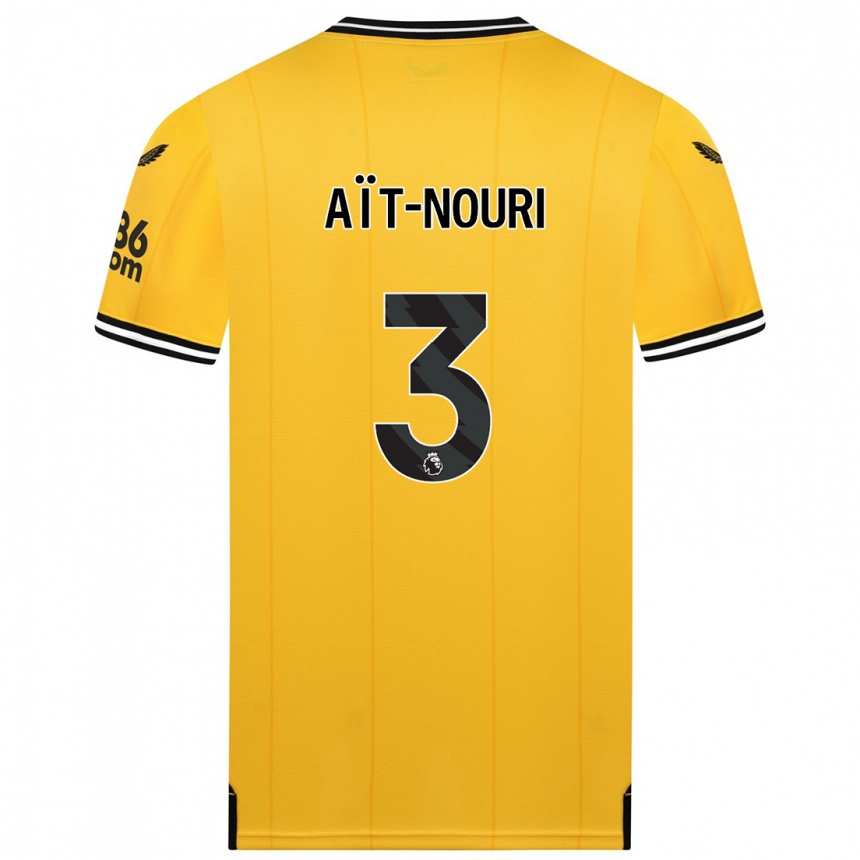 Kinder Fußball Rayan Aït-Nouri #3 Gelb Heimtrikot Trikot 2023/24 T-Shirt Luxemburg