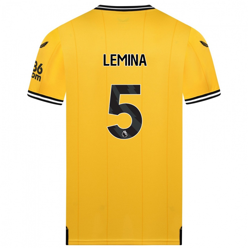 Kinder Fußball Mario Lemina #5 Gelb Heimtrikot Trikot 2023/24 T-Shirt Luxemburg