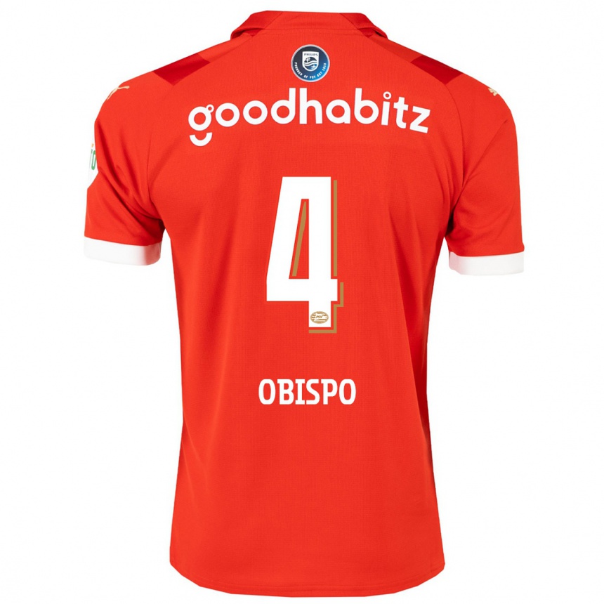 Kinder Fußball Armando Obispo #4 Rot Heimtrikot Trikot 2023/24 T-Shirt Luxemburg