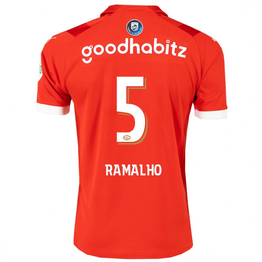 Kinder Fußball André Ramalho #5 Rot Heimtrikot Trikot 2023/24 T-Shirt Luxemburg