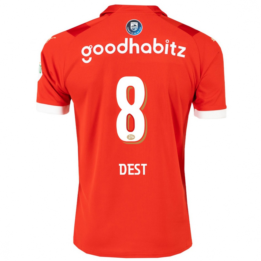 Kinder Fußball Sergino Dest #8 Rot Heimtrikot Trikot 2023/24 T-Shirt Luxemburg