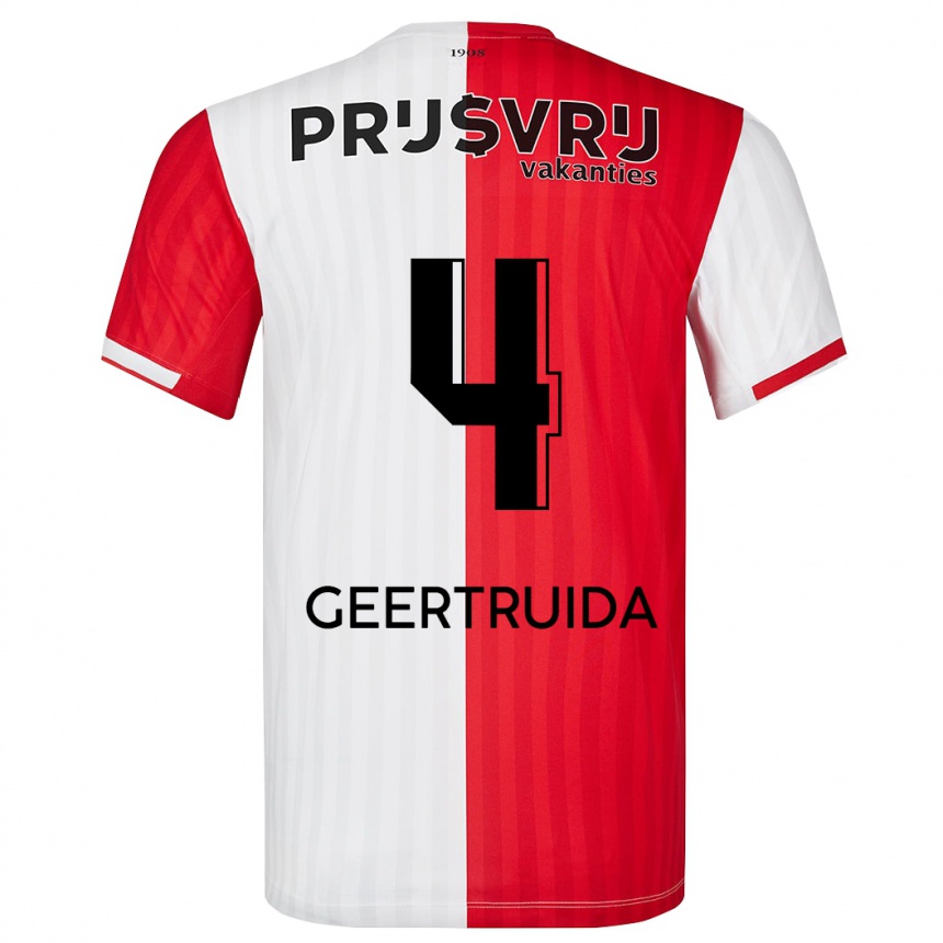 Kinder Fußball Lutsharel Geertruida #4 Rot-Weiss Heimtrikot Trikot 2023/24 T-Shirt Luxemburg