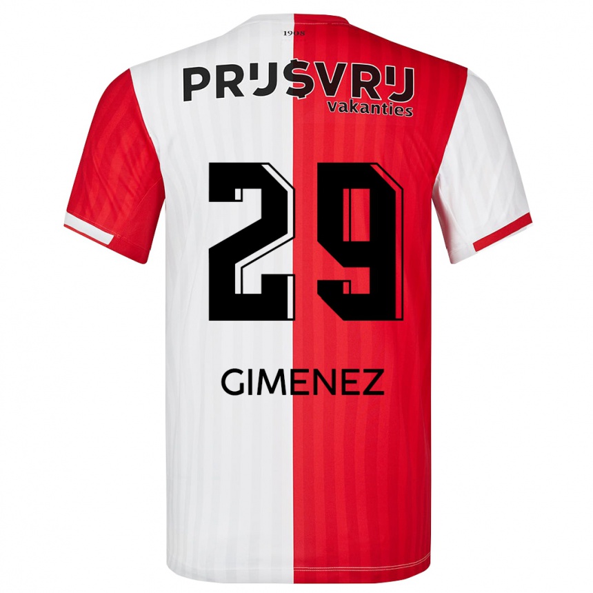 Kinder Fußball Santiago Gimenez #29 Rot-Weiss Heimtrikot Trikot 2023/24 T-Shirt Luxemburg