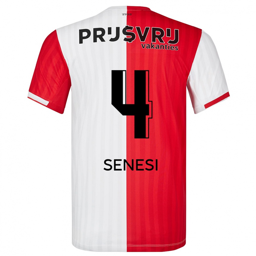 Kinder Fußball Marcos Senesi #4 Rot-Weiss Heimtrikot Trikot 2023/24 T-Shirt Luxemburg