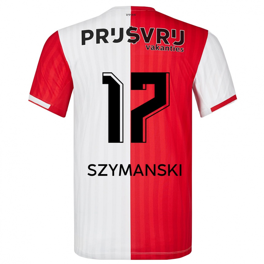 Kinder Fußball Sebastian Szymanski #17 Rot-Weiss Heimtrikot Trikot 2023/24 T-Shirt Luxemburg