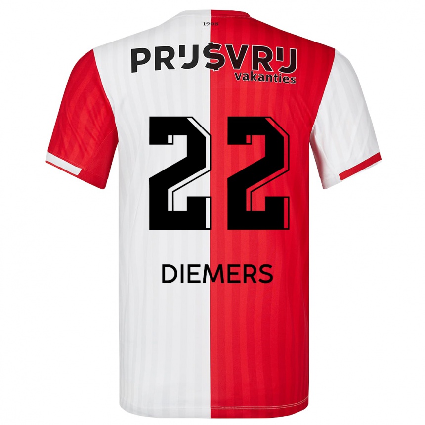 Kinder Fußball Mark Diemers #22 Rot-Weiss Heimtrikot Trikot 2023/24 T-Shirt Luxemburg