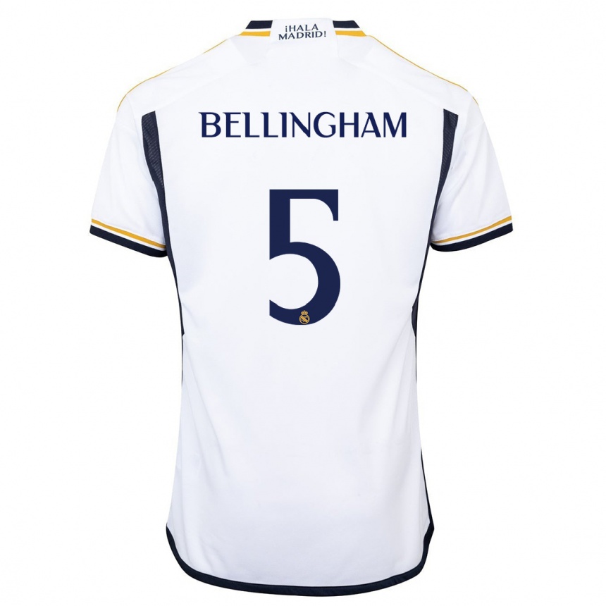 Kinder Fußball Jude Bellingham #5 Weiß Heimtrikot Trikot 2023/24 T-Shirt Luxemburg
