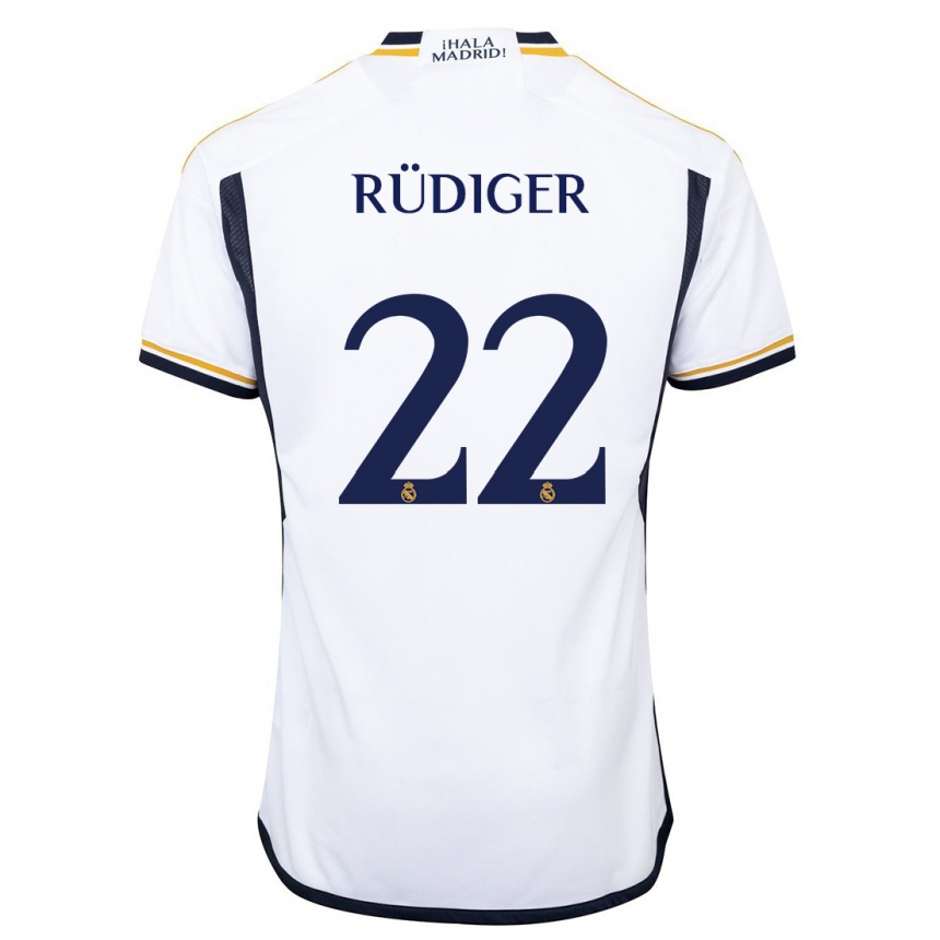 Kinder Fußball Antonio Rüdiger #22 Weiß Heimtrikot Trikot 2023/24 T-Shirt Luxemburg